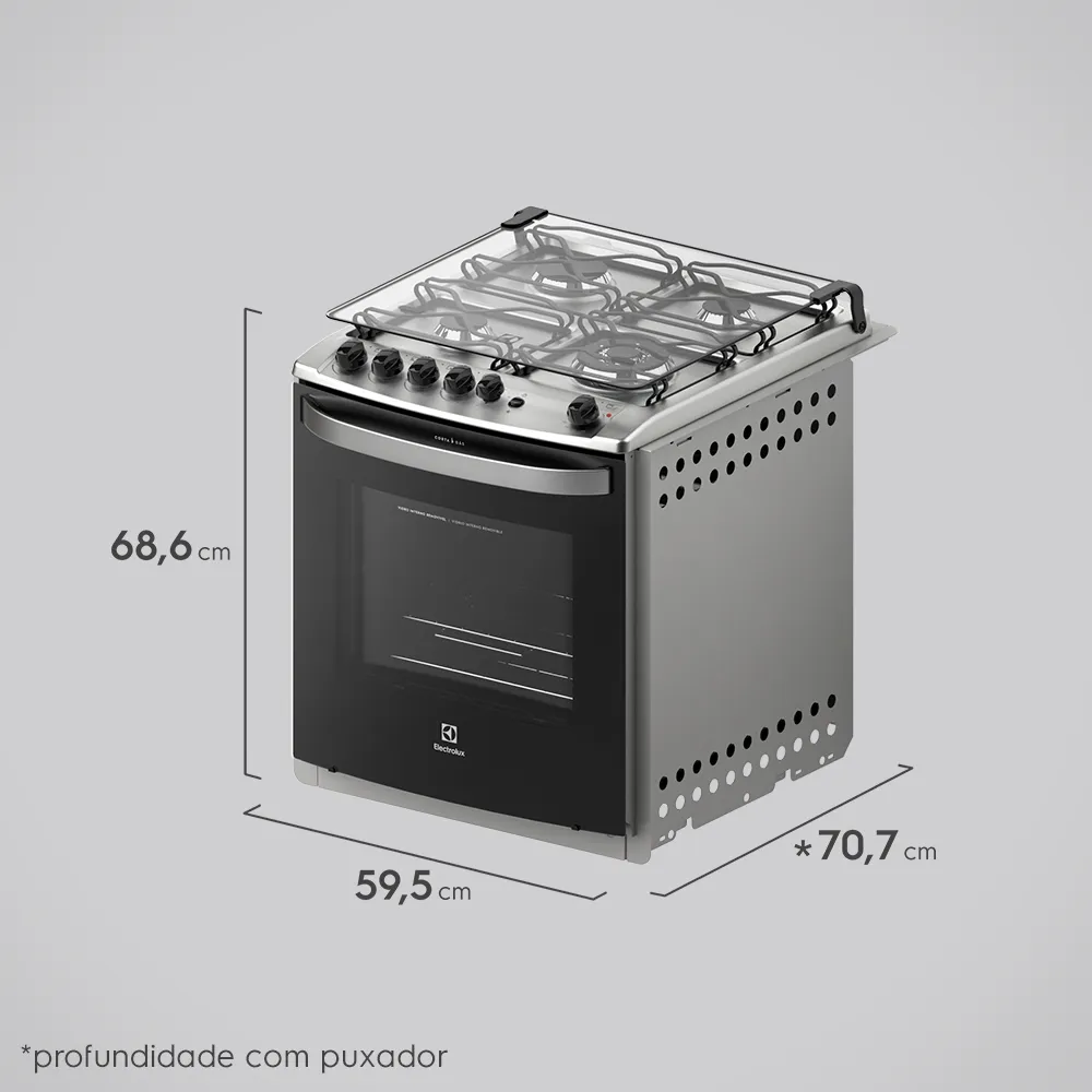 Fogão 4 Bocas de Embutir Electrolux Preto com Grill e Tripla Chama (56EBT)