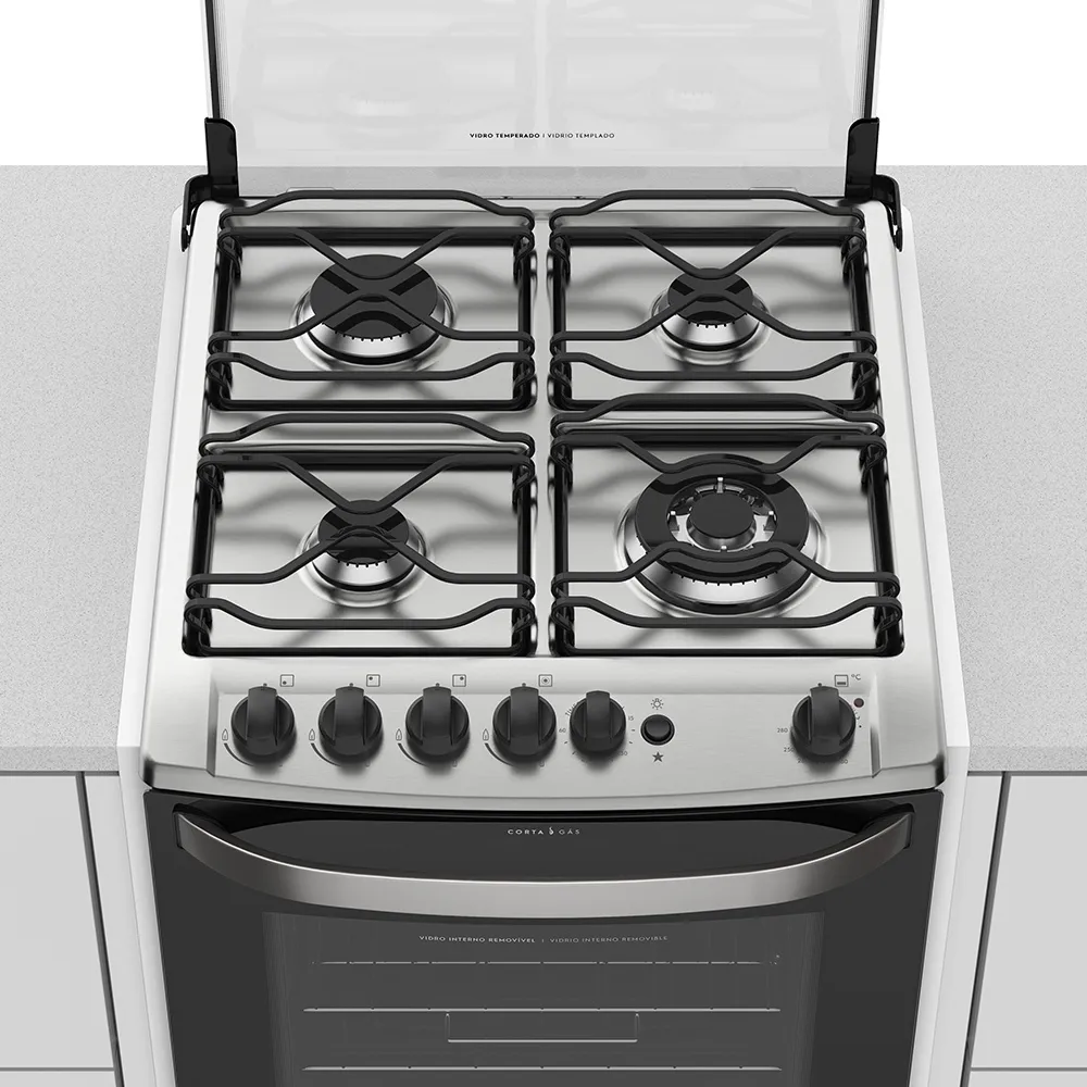 Fogão 4 Bocas de Embutir Electrolux Preto com Grill e Tripla Chama (56EBT)