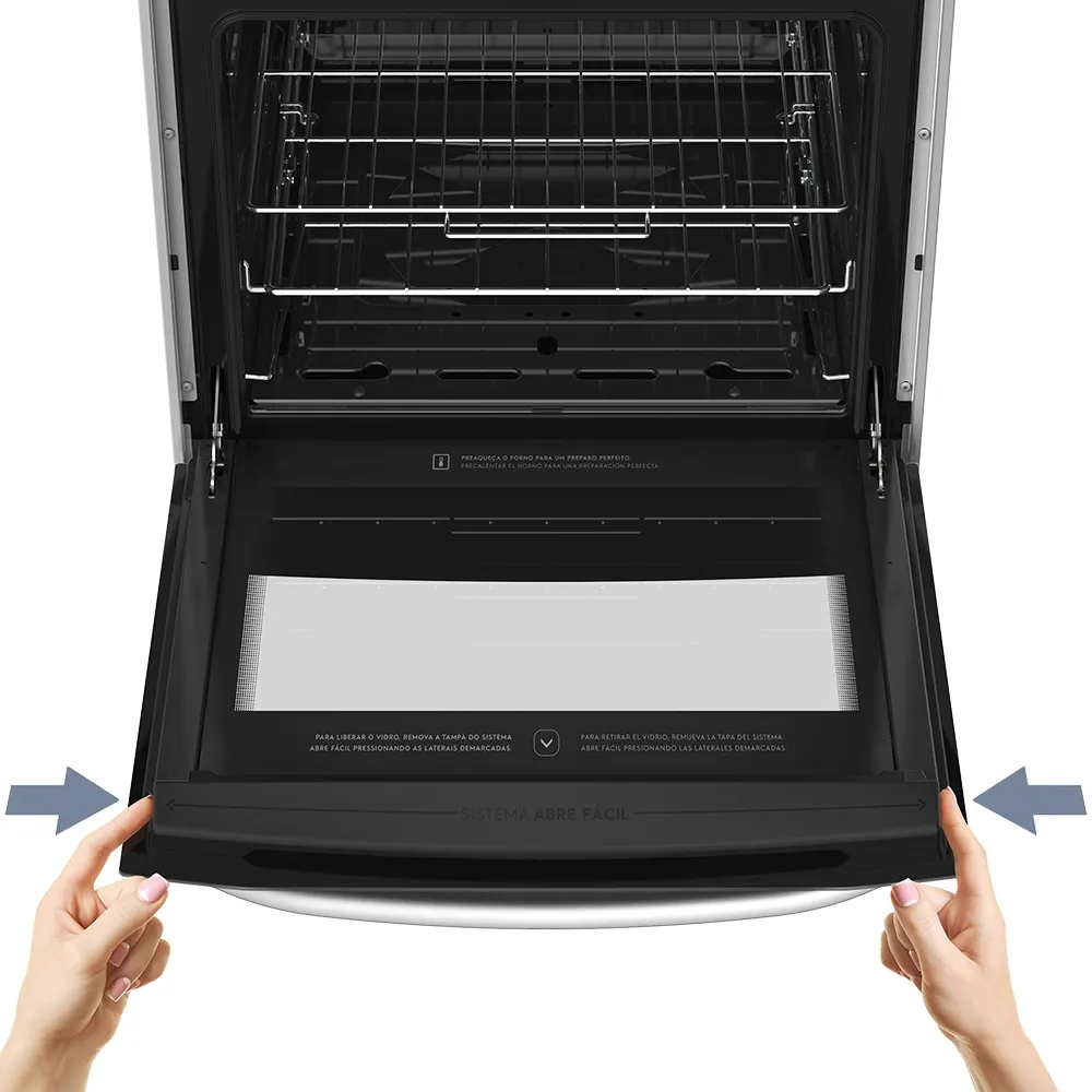 Fogão 4 Bocas Electrolux Prata com Forno Duplo e Tripla Chama (56DXQ)