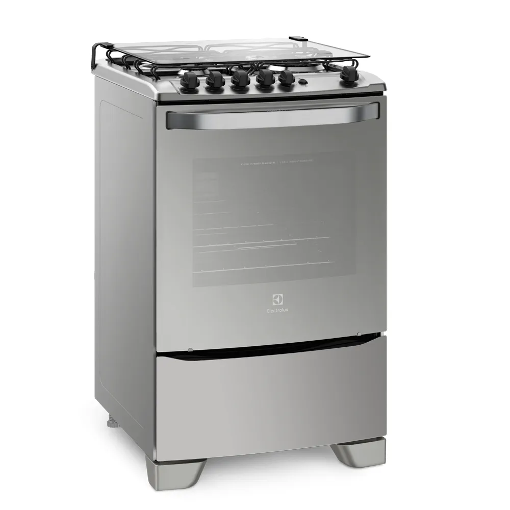 Fogão 4 Bocas Electrolux Prata com Grill e Tripla Chama (56GXQ)