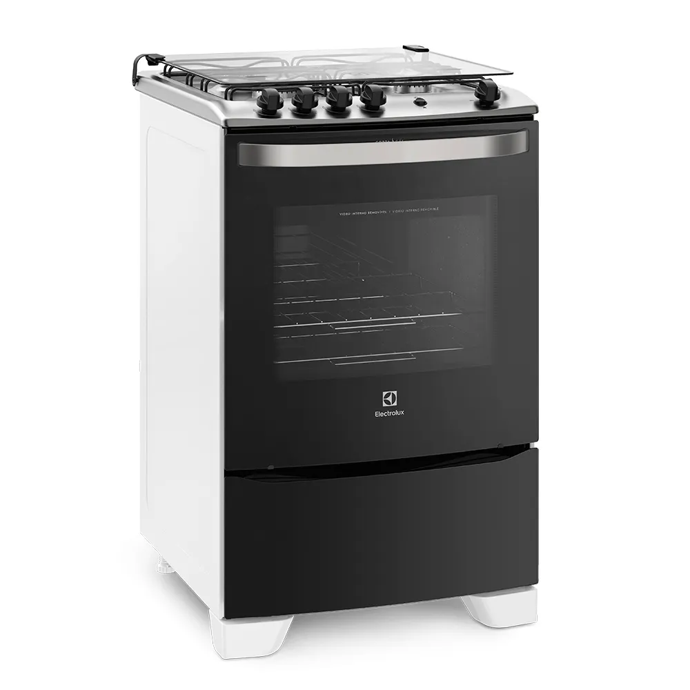 Fogão 4 Bocas Electrolux Preto com Porta Full Glass (56LBU)