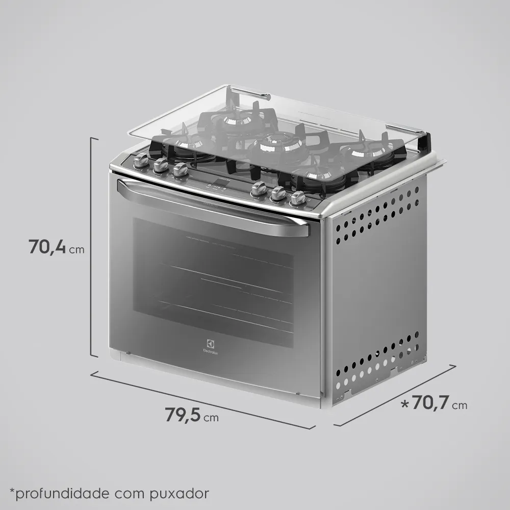 Fogão 5 Bocas de Embutir Electrolux Prata com Mesa de Vidro e Grill (76EXV)