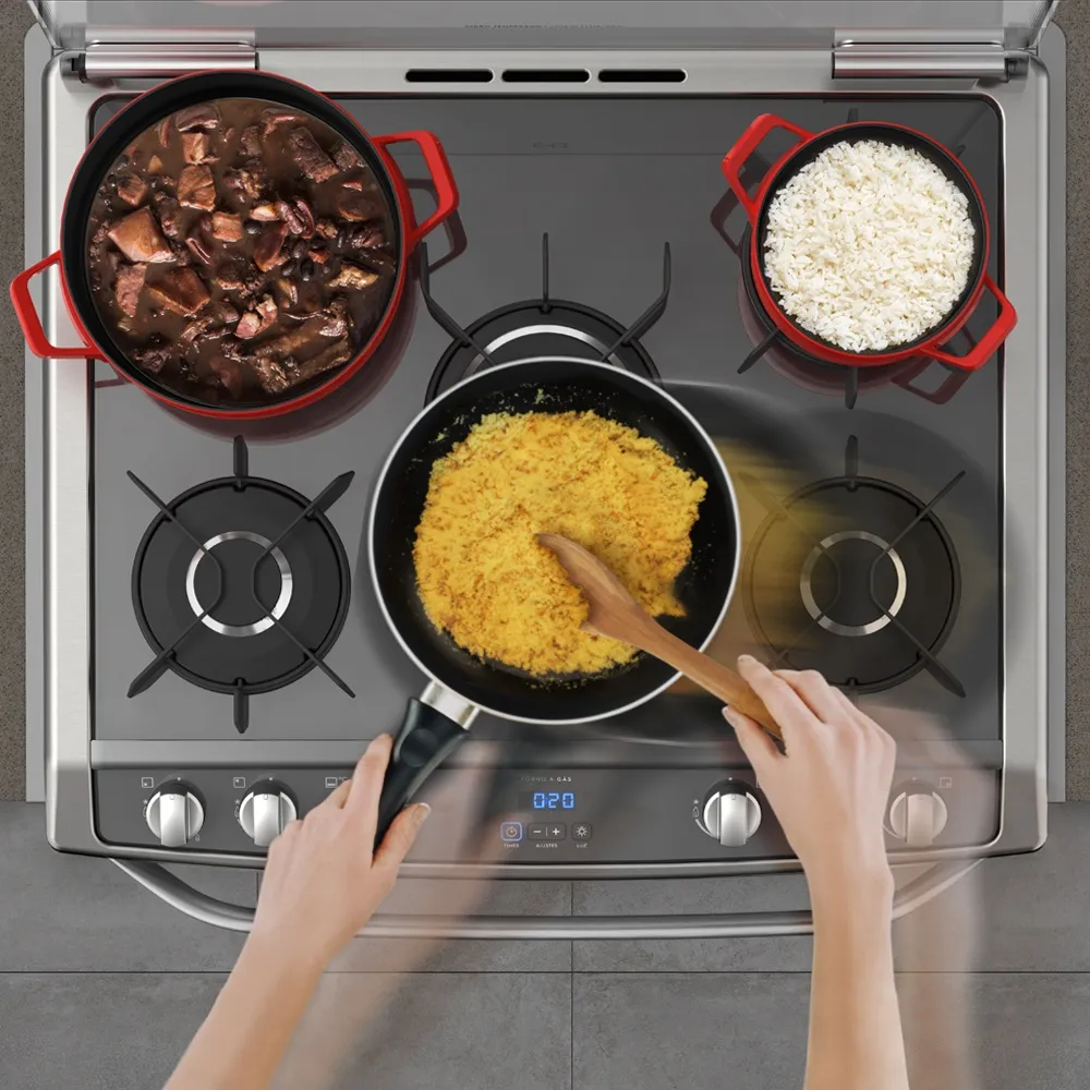 Fogão 5 Bocas de Embutir Electrolux Prata com Mesa de Vidro e Grill (76EXV)