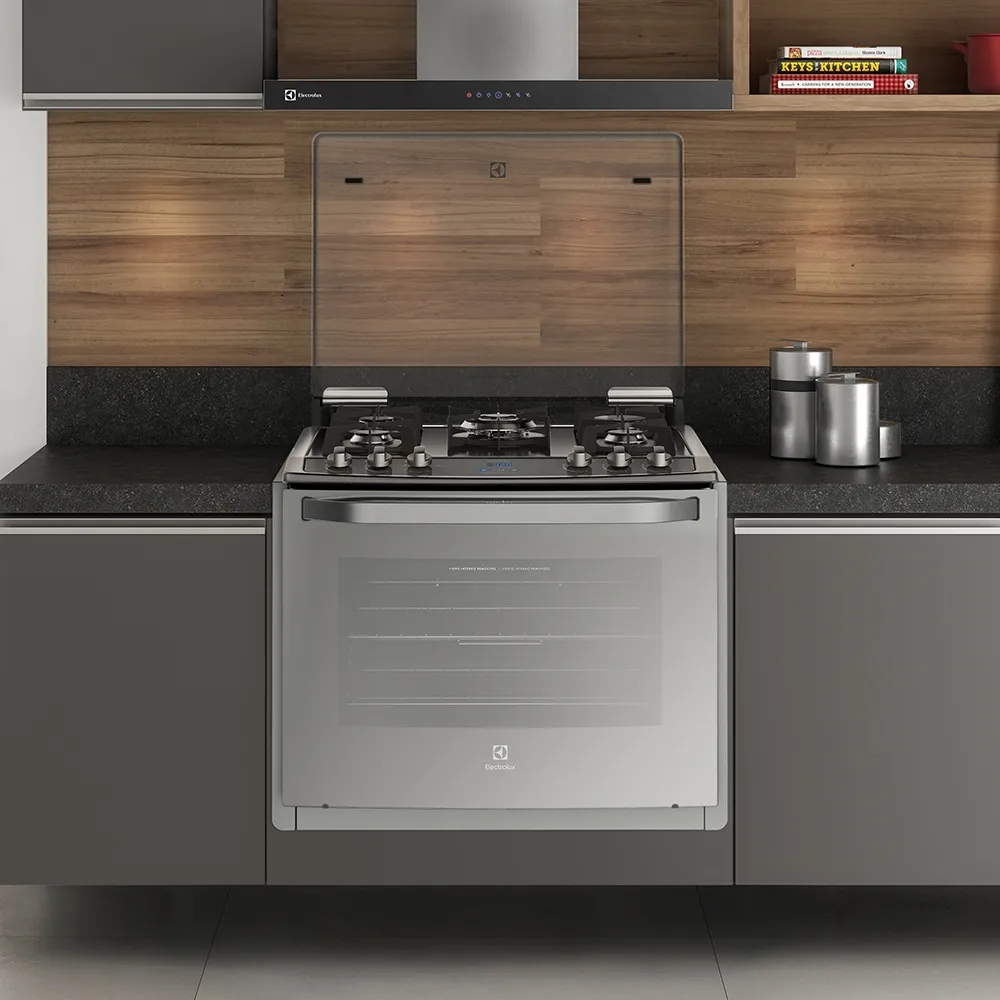 Fogão 5 Bocas de Embutir Electrolux Prata com Mesa de Vidro e Grill (76EXV)