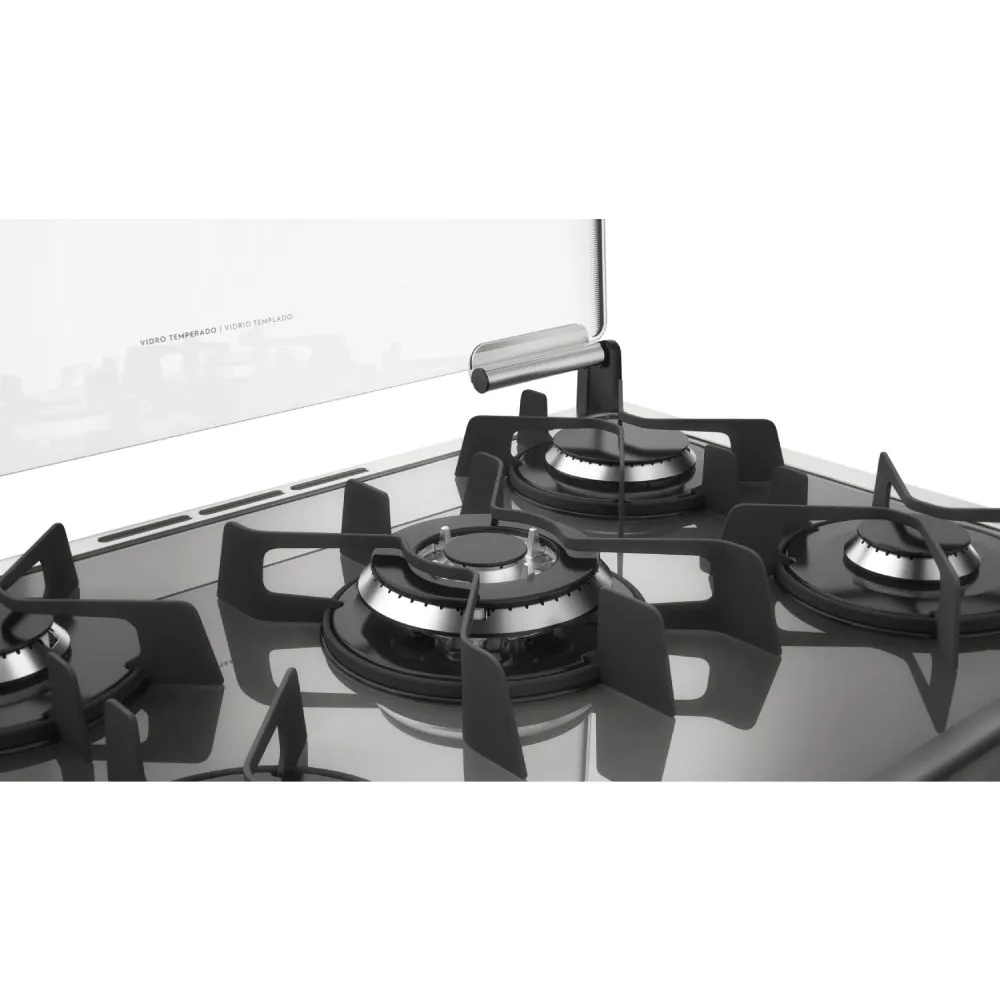 Fogão 5 Bocas Electrolux Prata com Mesa de Vidro e Forno Duplo (76DXW)