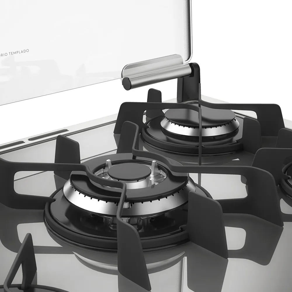Fogão 5 Bocas Electrolux Prata com Mesa de Vidro e Forno Duplo (76DXV)