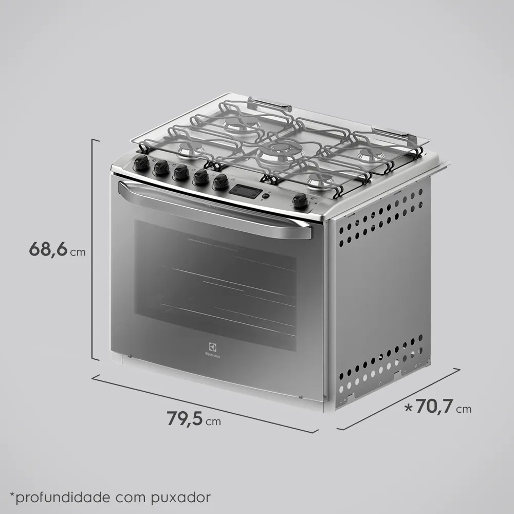 Fogão 5 Bocas de Embutir Electrolux Prata com Grill e Timer Digital (76EXR)
