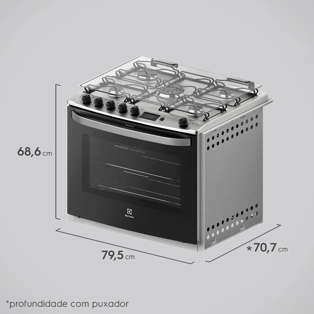 Fogão 5 Bocas de Embutir Electrolux Preto com Grill e Tripla Chama (76EBR)