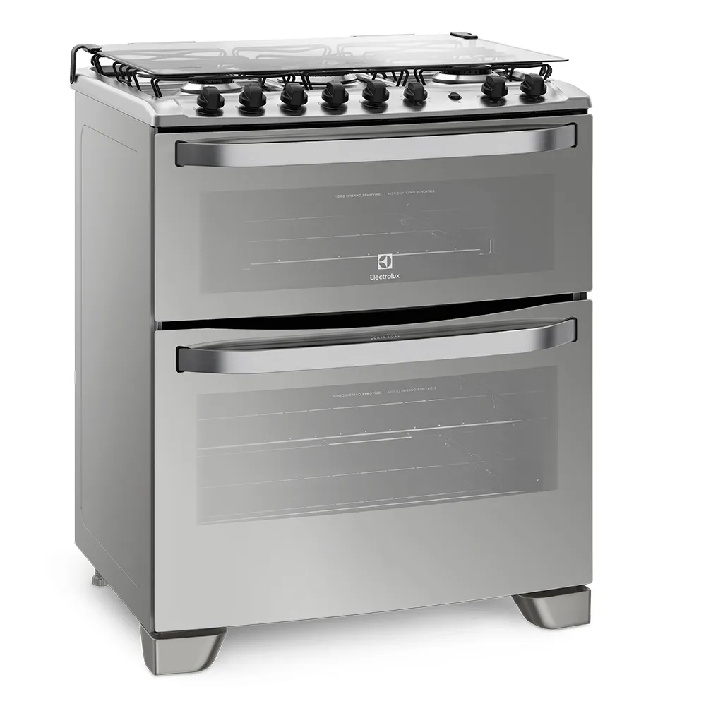 Fogão 5 Bocas Electrolux Prata com Forno Duplo e Tripla Chama (76DXA)