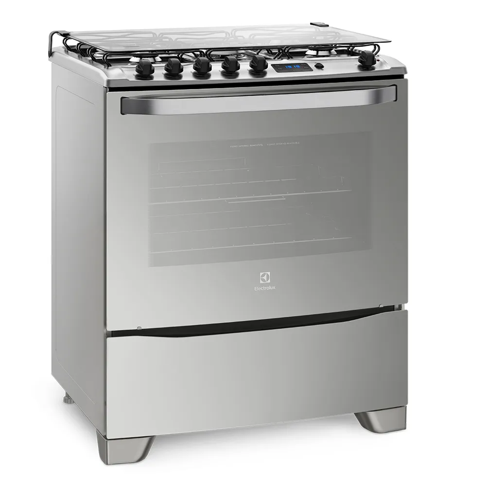 Fogão 5 Bocas Electrolux Prata com Grill e Tripla Chama (76GSR)