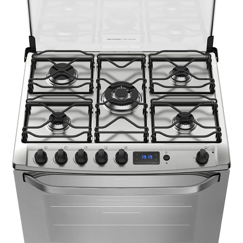 Fogão 5 Bocas Electrolux Prata com Grill e Tripla Chama (76GSR)