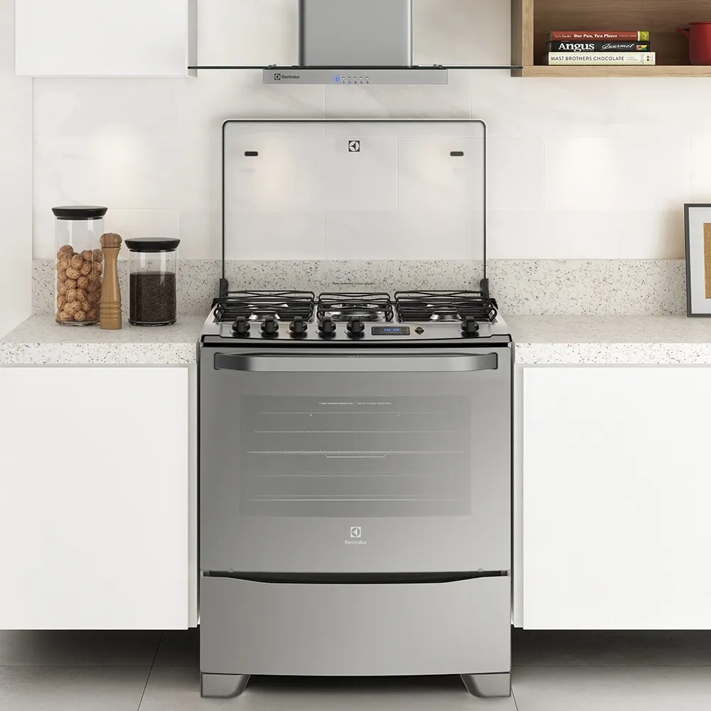 Fogão 5 Bocas Electrolux Prata com Grill e Tripla Chama (76GSR)