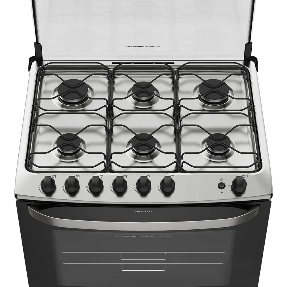 Fogão 6 Bocas Electrolux Branco com Porta Full Glass e Vidro Interno Removível (76UB6)