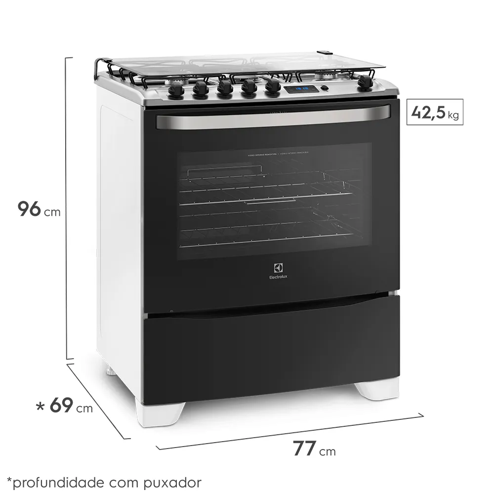 Fogão 5 Bocas Electrolux Preto com Tripla Chama e Timer Digital (76UBR)