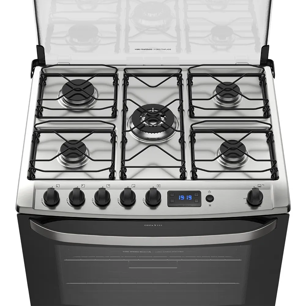 Fogão 5 Bocas Electrolux Preto com Tripla Chama e Timer Digital (76UBR)