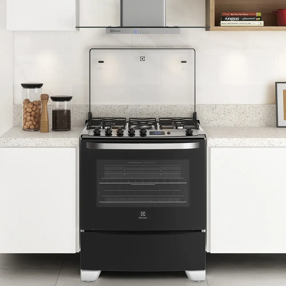 Fogão 5 Bocas Electrolux Preto com Tripla Chama e Timer Digital (76UBR)