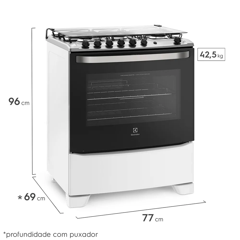 Fogão 5 Bocas Electrolux Branco com Tripla Chama e Timer (76UBQ)