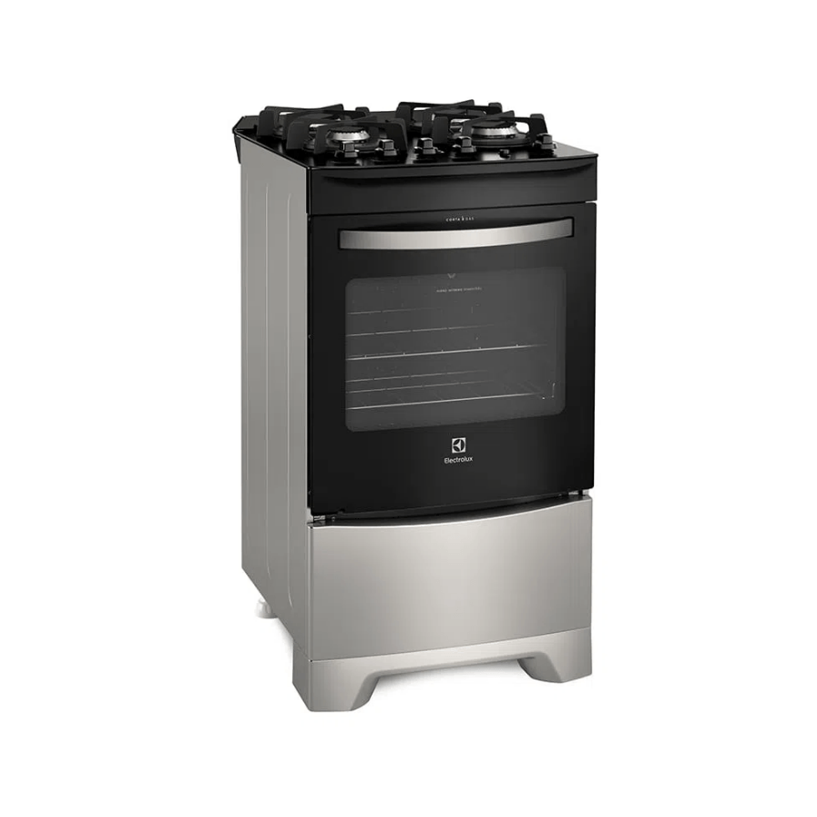 Fogão 4 Bocas Electrolux Prata com Mesa de Vidro e Porta Full Glass (52LSV)