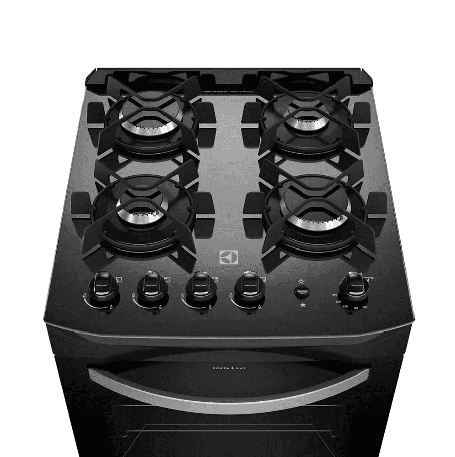 Fogão 4 Bocas Electrolux Prata com Mesa de Vidro e Porta Full Glass (52LSV)