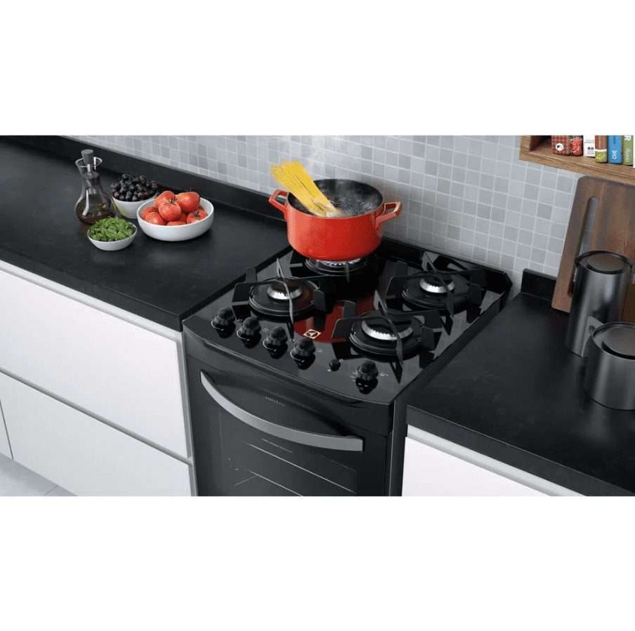 Fogão 4 Bocas Electrolux Prata com Mesa de Vidro e Porta Full Glass (52LSV)