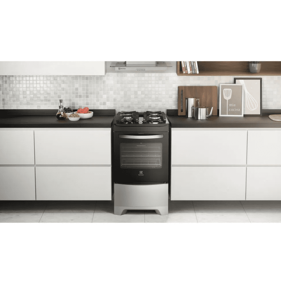 Fogão 4 Bocas Electrolux Prata com Mesa de Vidro e Porta Full Glass (52LSV)