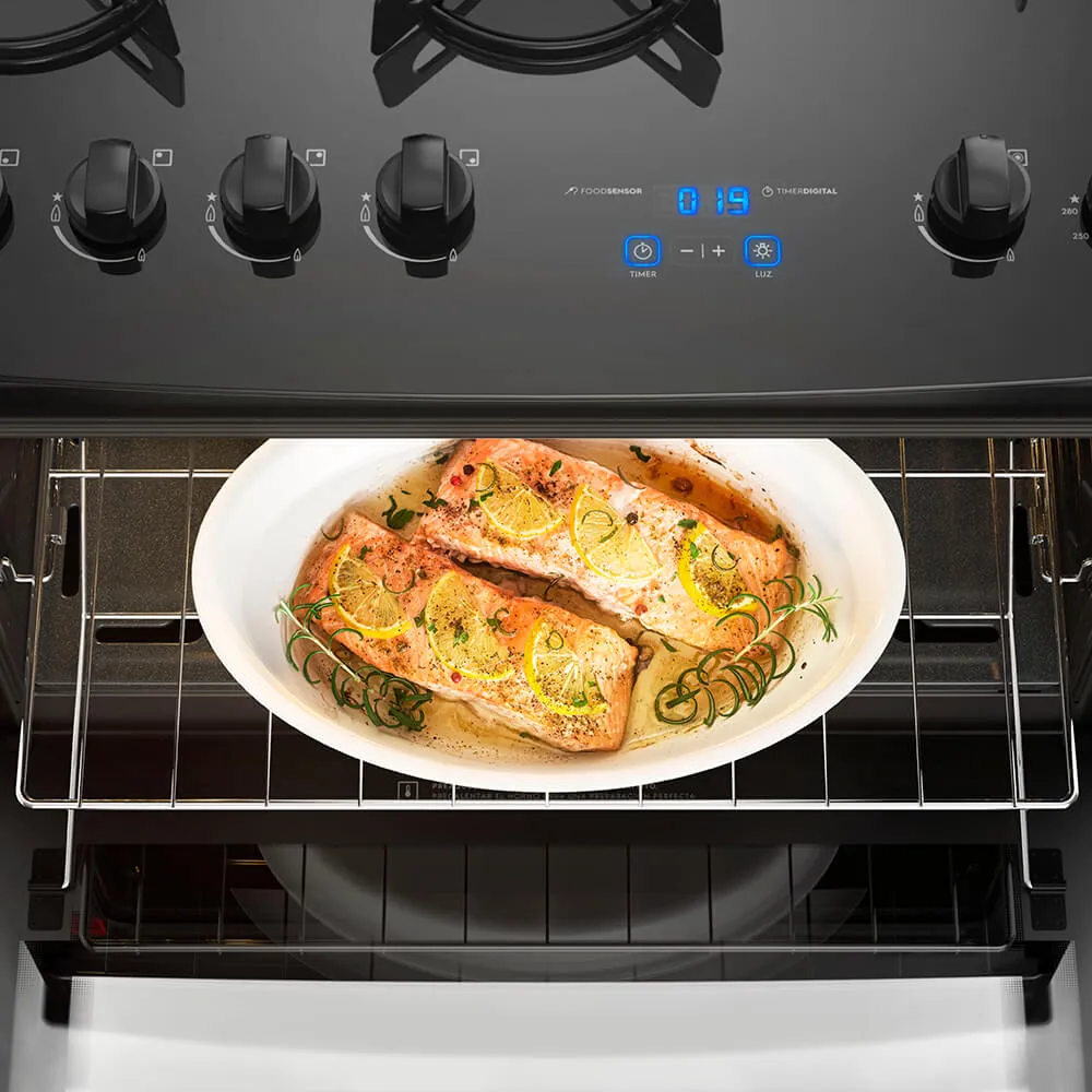 Fogão 5 Bocas Electrolux Preto com Mesa de Vidro e Food Sensor (76GRS)