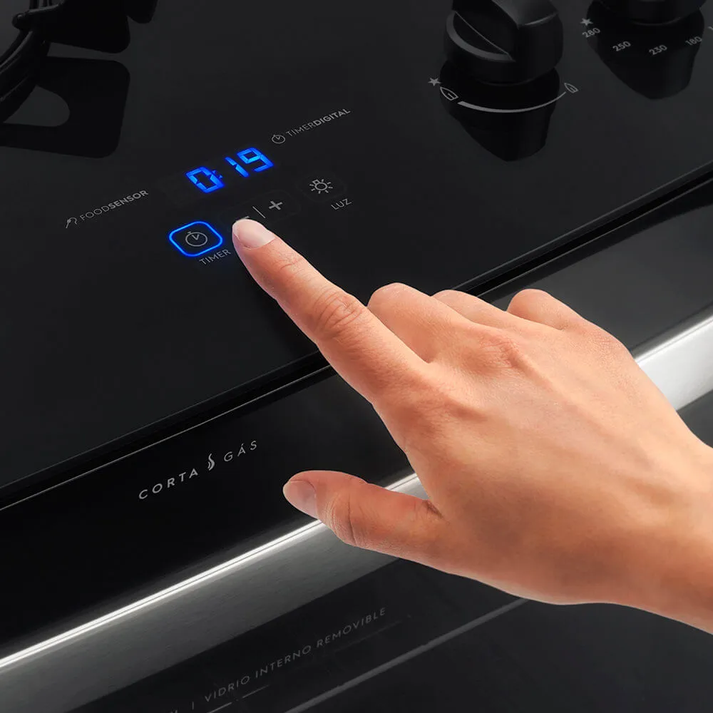 Fogão 5 Bocas Electrolux Preto com Mesa de Vidro e Food Sensor (76GRS)