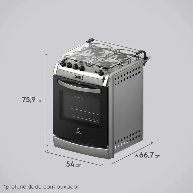 Fogão 4 Bocas de Embutir Electrolux Prata com Timer Digital (52EXR)