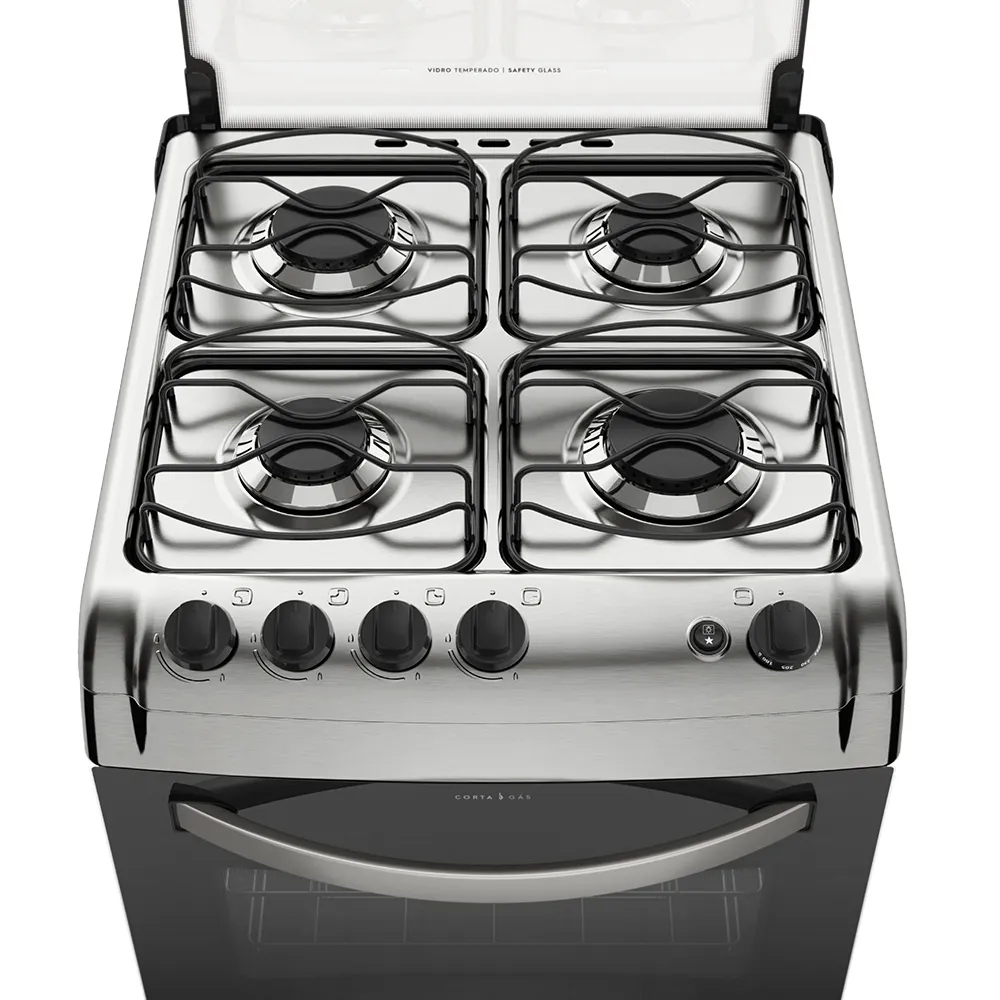 Fogão 4 Bocas Electrolux Prata com Vidro Interno Removível (52LXS)
