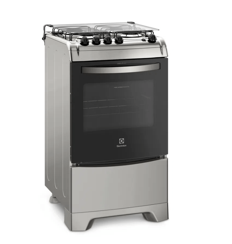 Fogão 4 Bocas Electrolux Prata com Vidro Interno Removível (52LXU)
