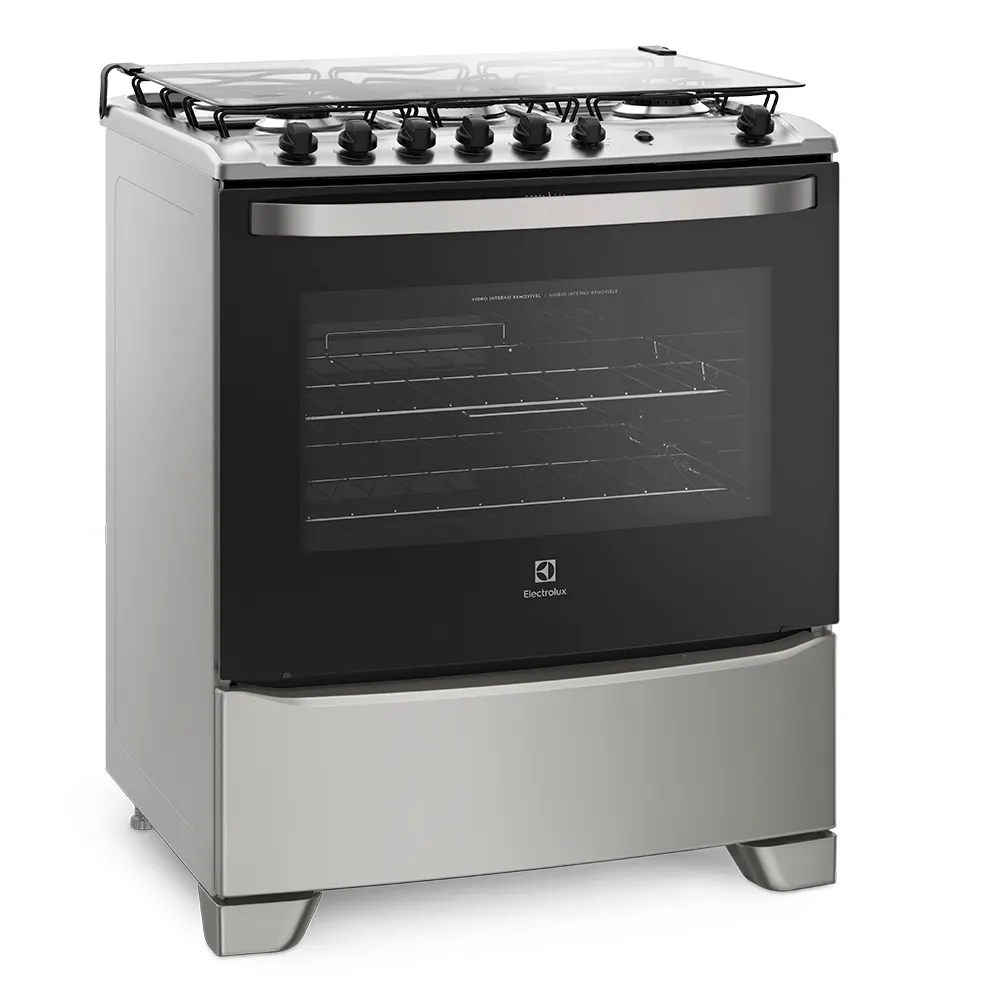 Fogão 5 Bocas Electrolux Prata com Tripla Chama e Forno Easy to Clean (76USQ)