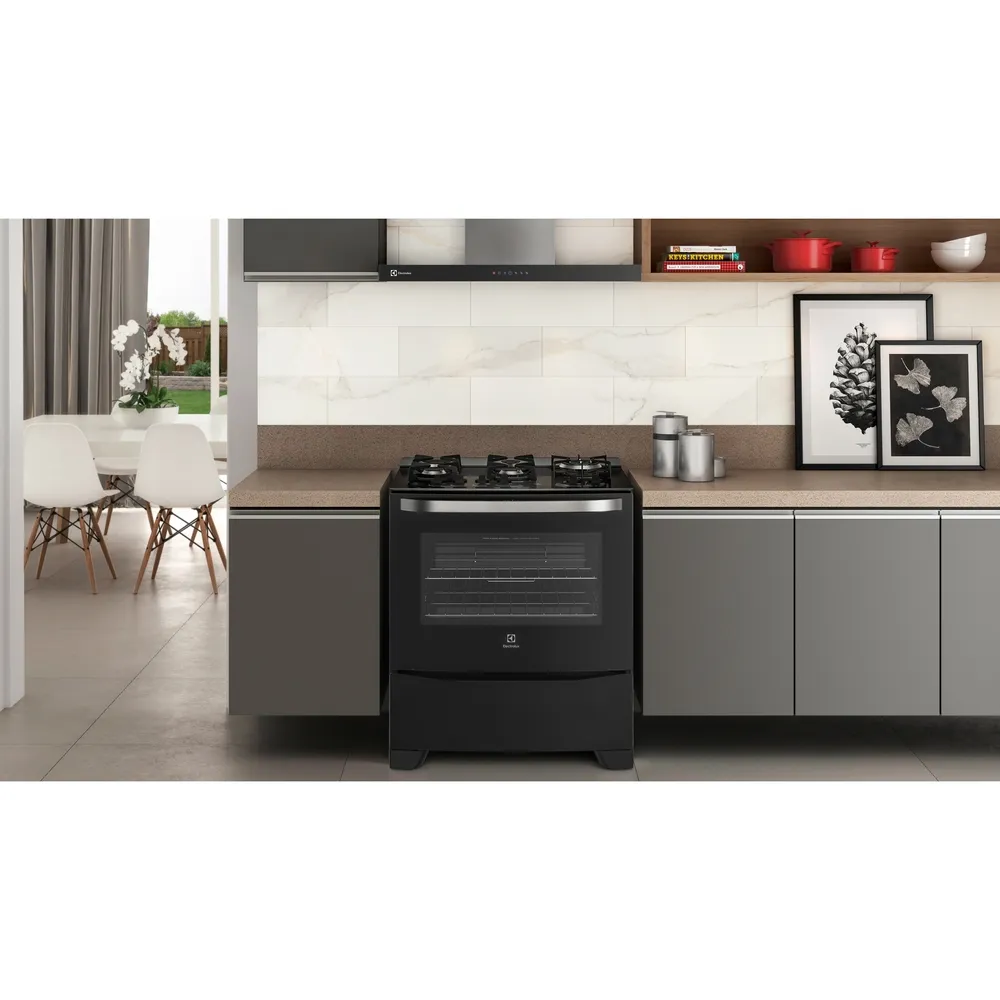 Fogão 5 Bocas Electrolux Prata com Tripla Chama e Forno Easy to Clean (76USQ)
