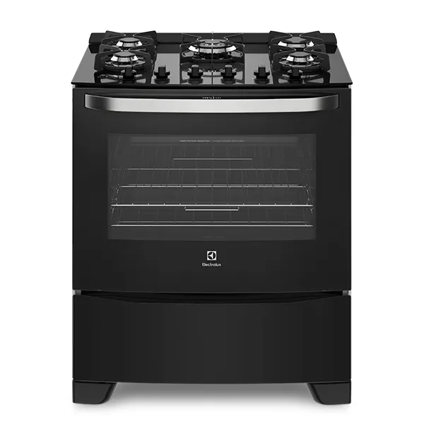 Fogão 5 Bocas Electrolux Preto com Mesa de Vidro e Tripla Chama (76GS)