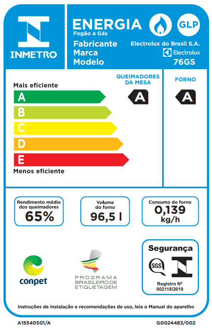Fogão 5 Bocas Electrolux Preto com Mesa de Vidro e Tripla Chama (76GS)