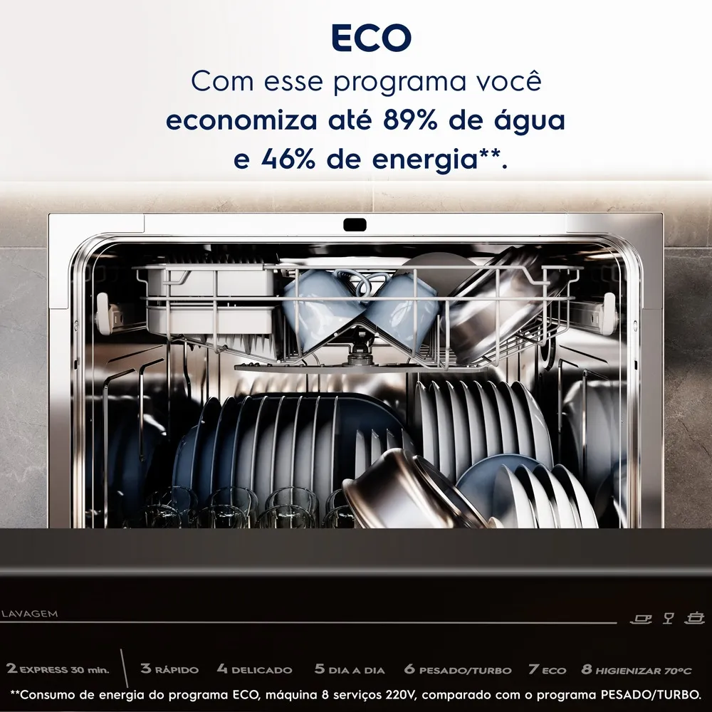 Lava-Louça Electrolux 8 Serviços Preta com Programa Lava e Seca 50 min (LP08E)