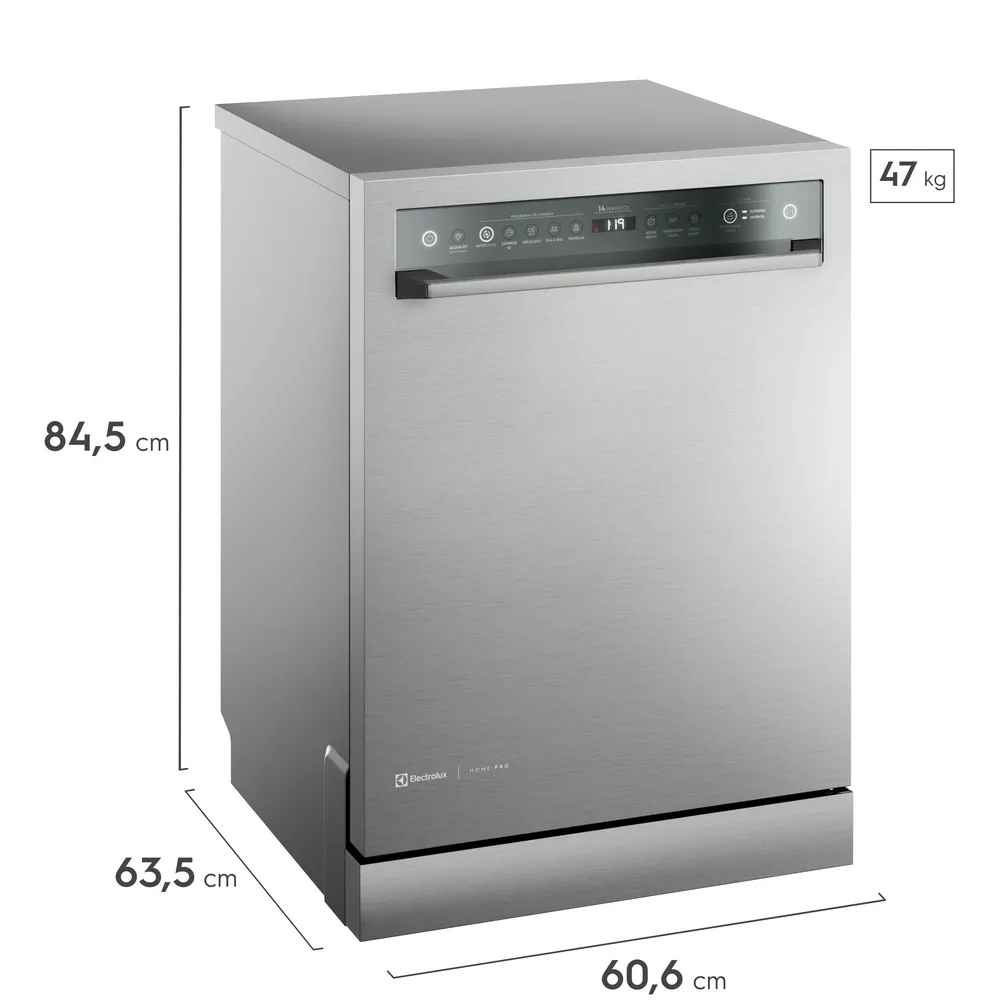 Lava-Louças Electrolux 14 Serviços Inox Home Pro com Função Higienizar 70° (LS14X)