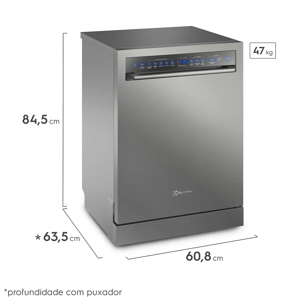 Lava-Louças Electrolux 14 Serviços Inox Home Pro com Função Higienizar (LP14X)