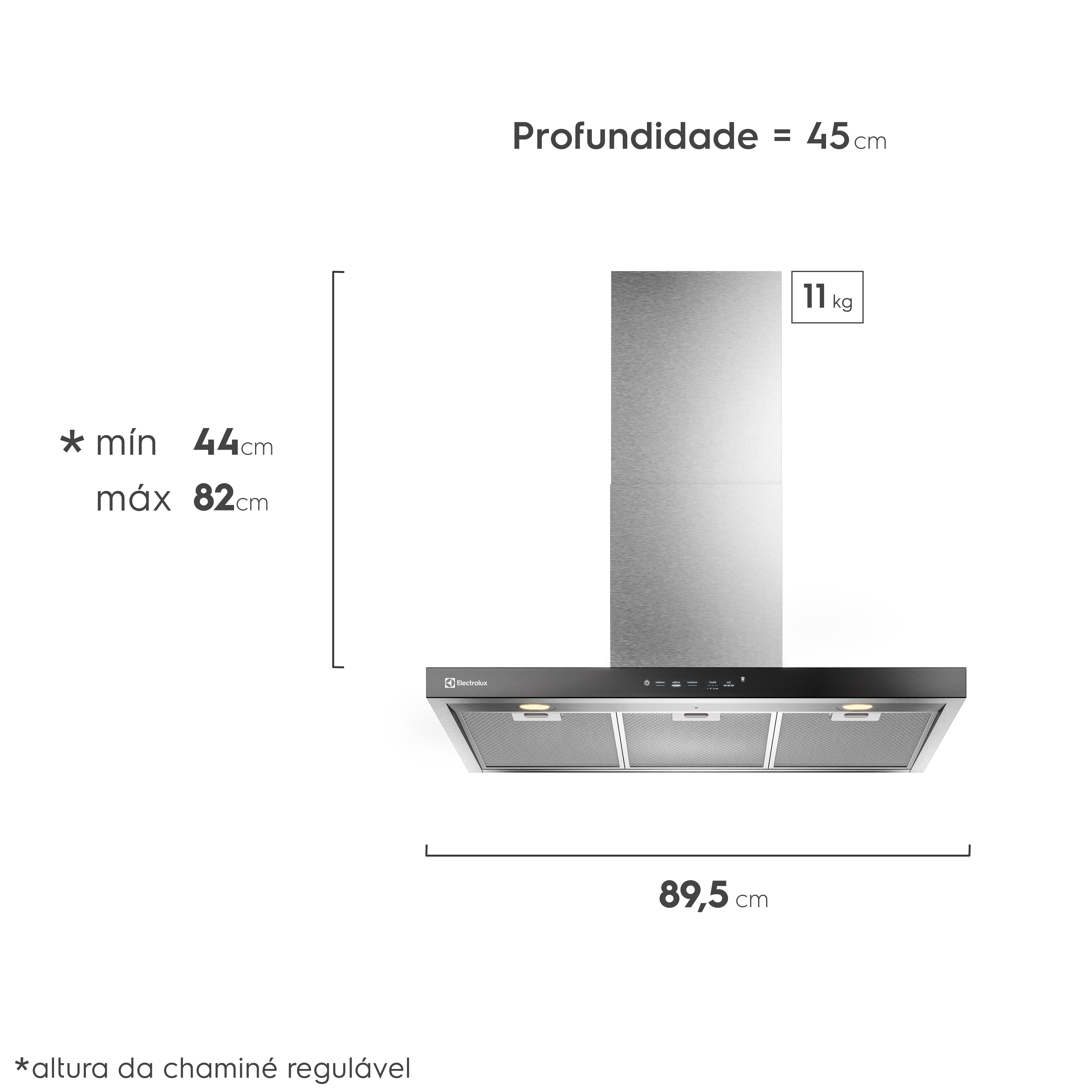 Coifa de Parede Electrolux 90cm Inox Experience com Inteligência Artificial e Alto Poder Sucção (CE9TF)