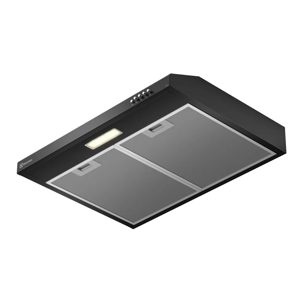 Depurador de Ar Electrolux 60cm Preto Alto Poder de Sucção, Luz LED e Filtragem Dupla (DE6SB)