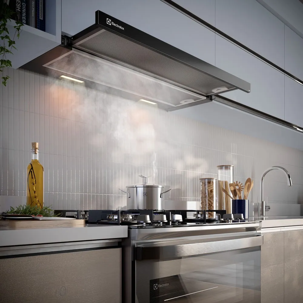 Depurador de Ar Electrolux 90cm Retrátil Preto Efficient com Luz de Led (DE9RB)