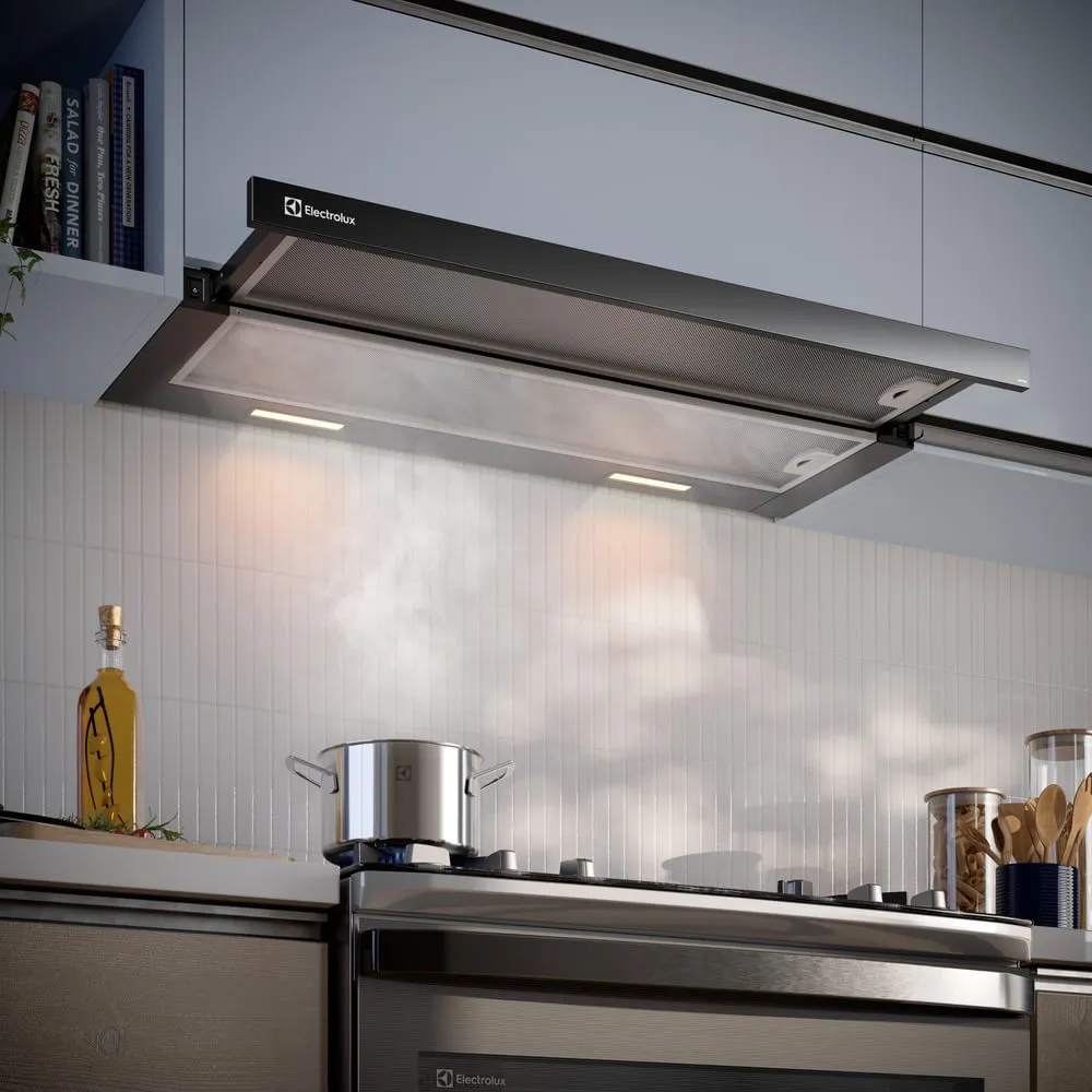 Depurador de Ar Electrolux 90cm Retrátil Preto Efficient com Luz de Led (DE9RB)