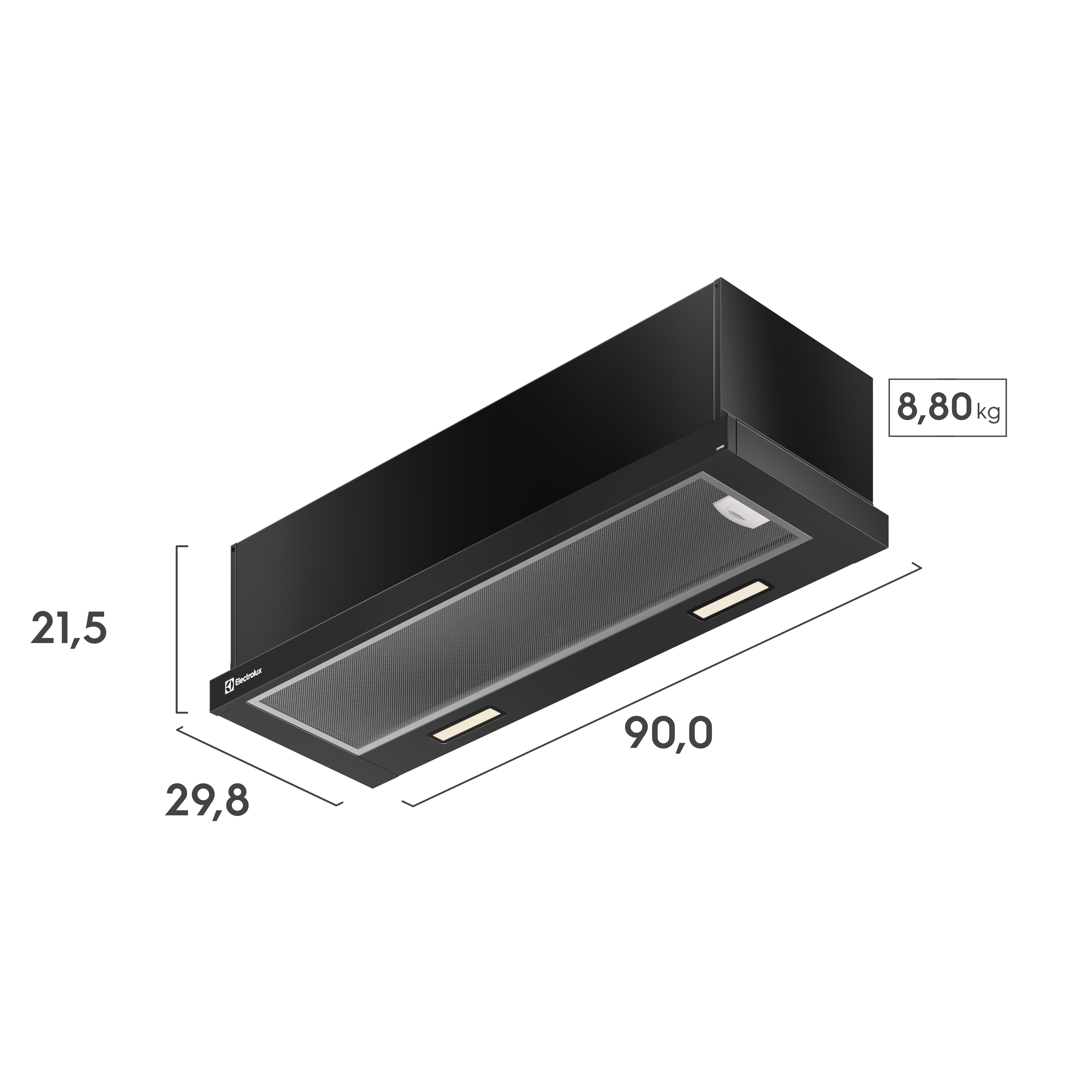 Depurador de Ar Electrolux 90cm Retrátil Preto Efficient com Luz de Led (DE9RB)