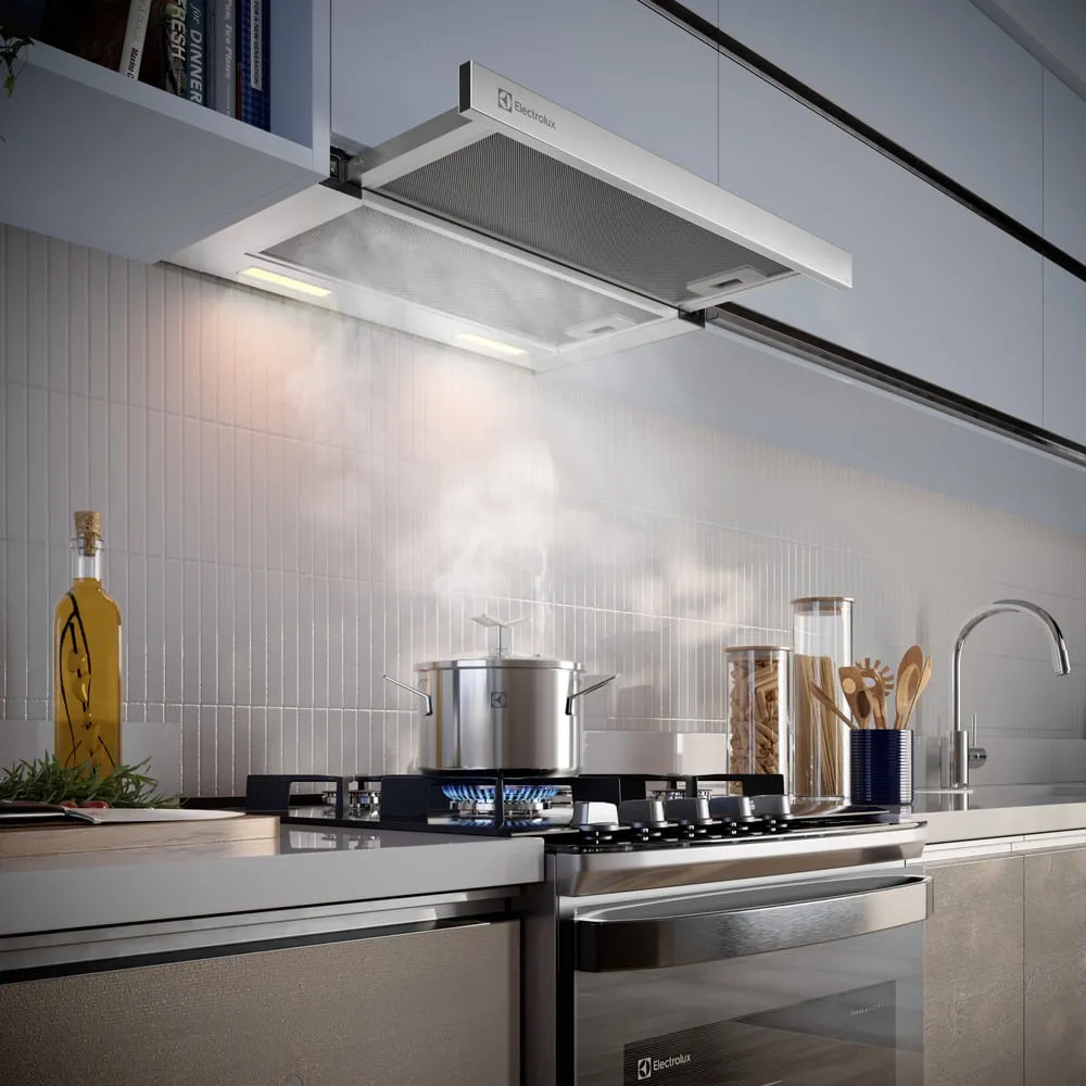 Depurador de Ar Electrolux 60cm Retrátil Inox Efficient com Luz de Led (DE6RS)