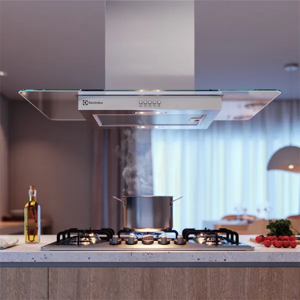 Coifa de Ilha Electrolux 90cm de Vidro Efficient com Luz de Led (CE9IX)