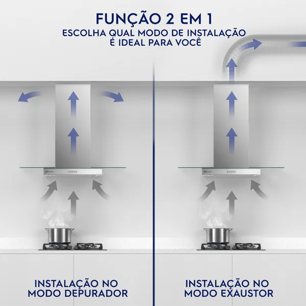 Coifa de Parede Electrolux 60cm de Vidro Efficient com Luz de Led (CE6VX)