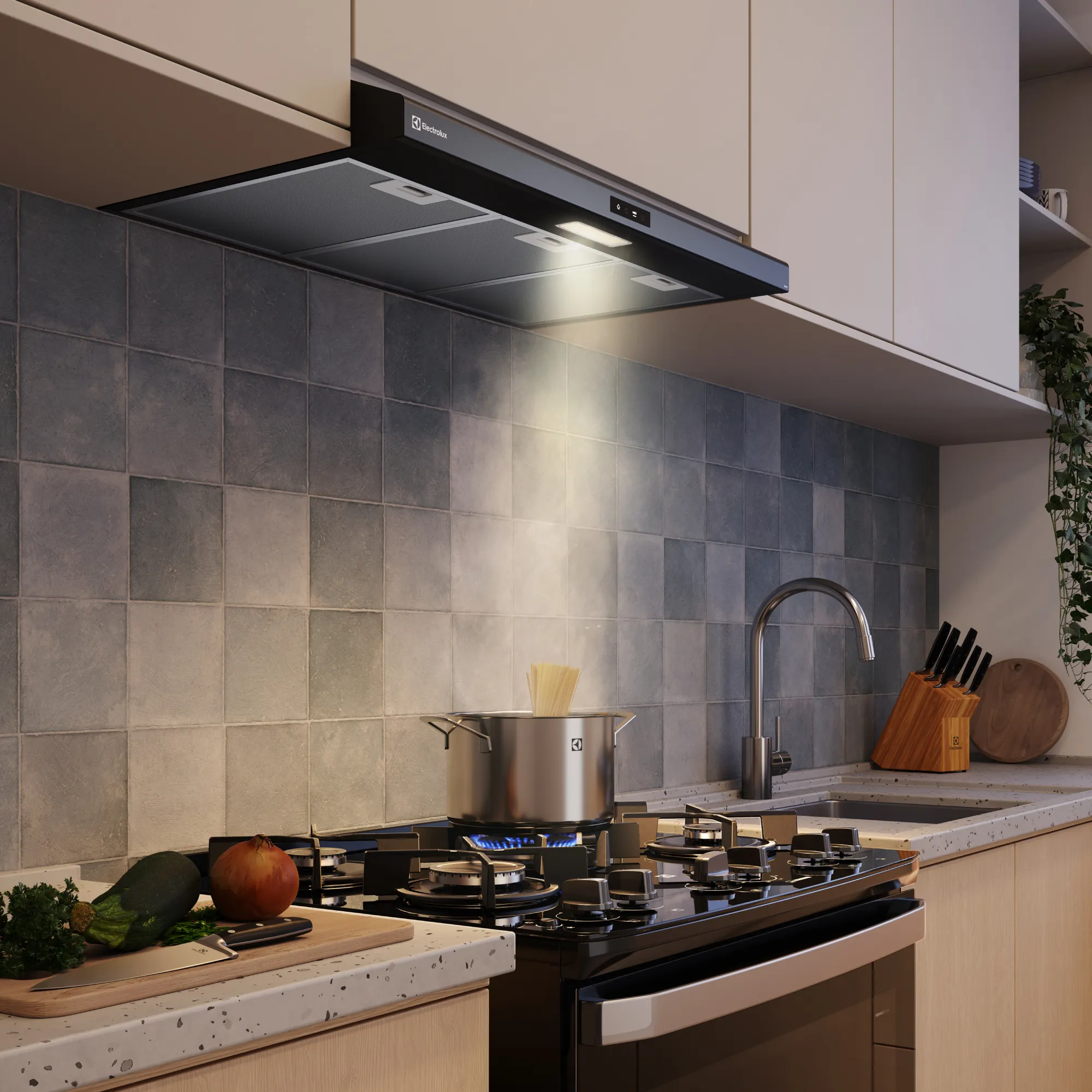 Depurador de Ar Electrolux 80cm Preto Alto Poder de Sucção, Painel Touch e Luz LED (DE8TB)