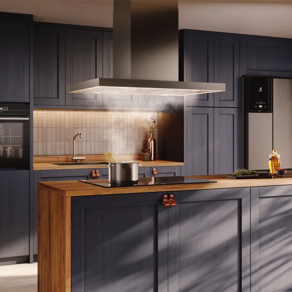 Coifa de Ilha Electrolux 90cm Inox Experience com Inteligência Artificial e Alto Poder Sucção (CE9IF)