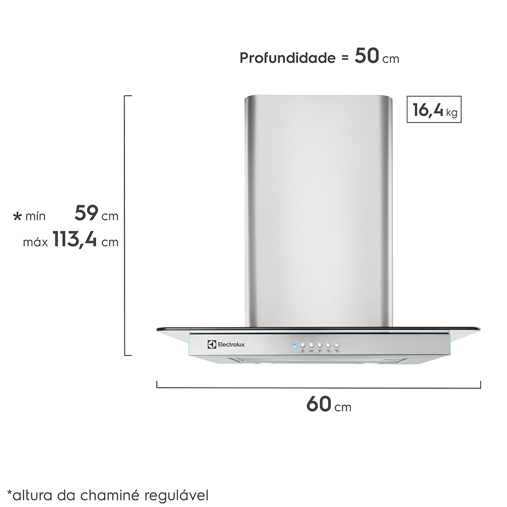 Coifa de Parede Electrolux 60cm Inox de Vidro (60CVS)