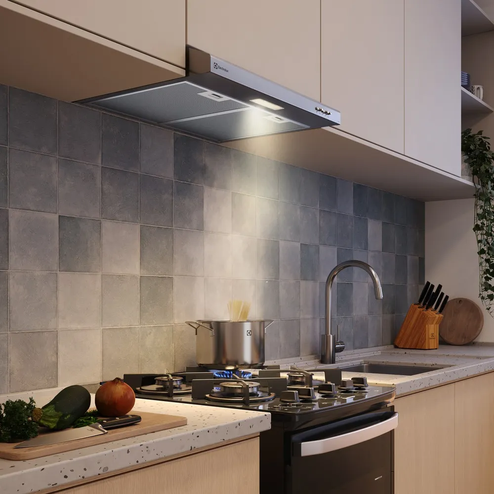 Depurador de Ar Electrolux 60 cm Inox Alto Poder de Sucção, Luz LED e Filtragem Dupla (DE6SS)