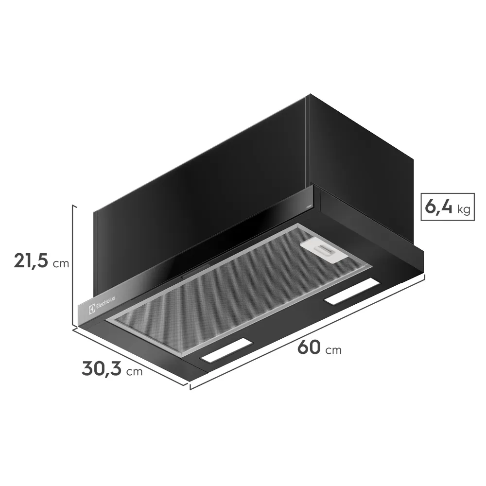 Depurador de Ar Electrolux 60cm Retrátil Preto Efficient com Luz de Led (DE6RP)